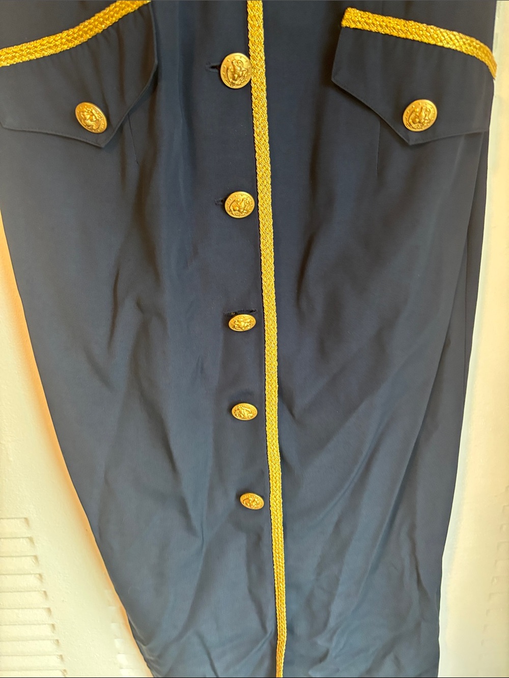 Joseph Ribkoff Navy Gold Trim Midi Dress | Luxury Metallic Braid | Size 10 - Picture 5 of 16